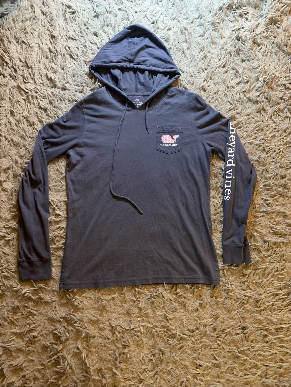 Lightweight navy blue coastal preppy Vineyard Vines Edgartown hoodie sz XS
